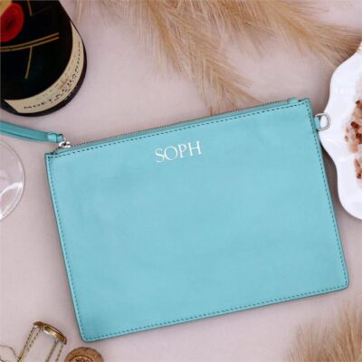 Personalised 'Tiffany Blue' Leather Pouch