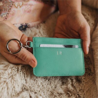 Personalised 'Tiffany Blue' Leather Card Holder
