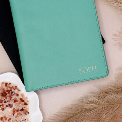 Personalised 'Tiffany Blue' A5 Leather Notebook Holder