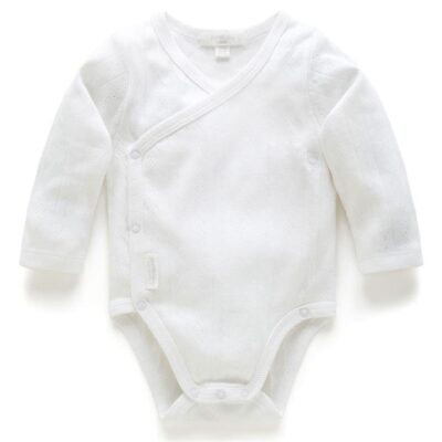 Purebaby Pointelle Long Sleeve Wrap Bodysuit