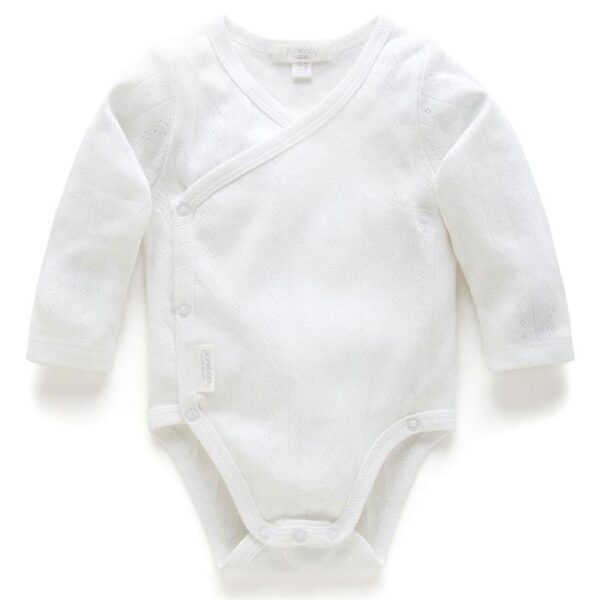 Purebaby Pointelle Long Sleeve Wrap Bodysuit