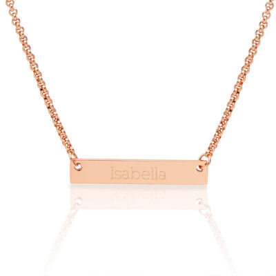 Personalised Dainty Name Plate Necklace In Rose Gold
