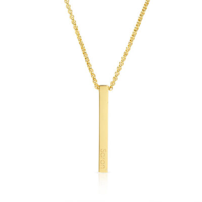 Personalised Solid Bar Pendant Necklace In Gold