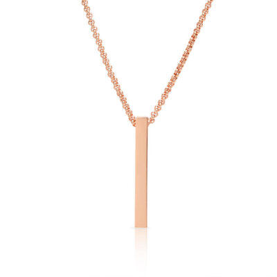 Personalised Solid Bar Pendant Necklace In Rose Gold