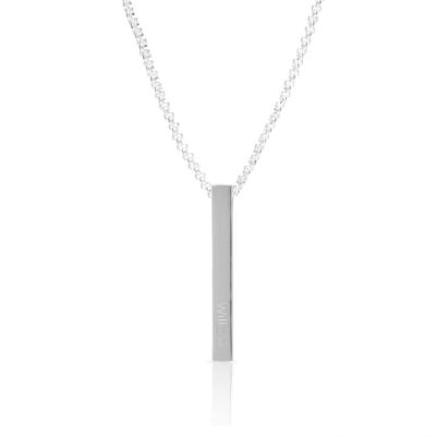 Personalised Solid Bar Pendant Necklace In Silver