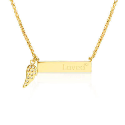 Kid's Personalised Charm Name Plate Necklace In Gold