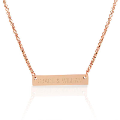 Personalised Name Plate Bar Necklace In Rose Gold
